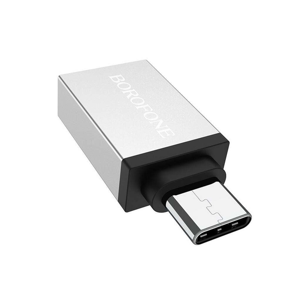 Αντάπτορας OTG Borofone BV3 USB σε USB-C Ασημί