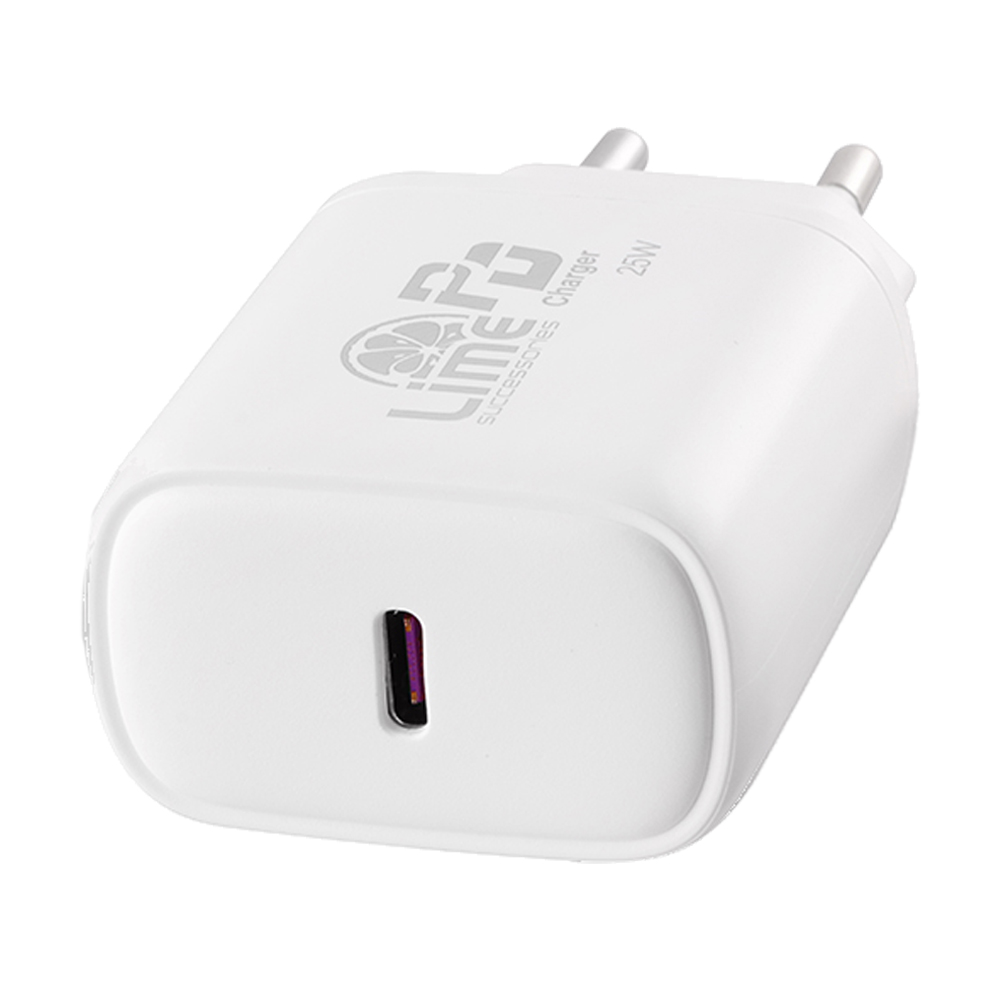 LIME TYPE C PD 3.0 FAST TRAVEL CHARGER QC 3.0 LTC25W 25W 5V 3.0A /9V 2.8A/12V 2.1A WHITE