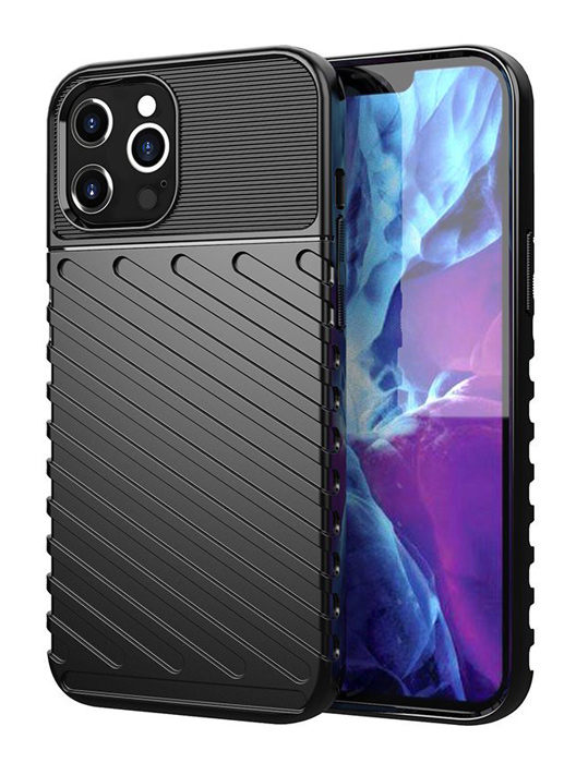 POWERTECH Θήκη Carbon MOB-1559 για iPhone 12 /12 Pro, μαύρη