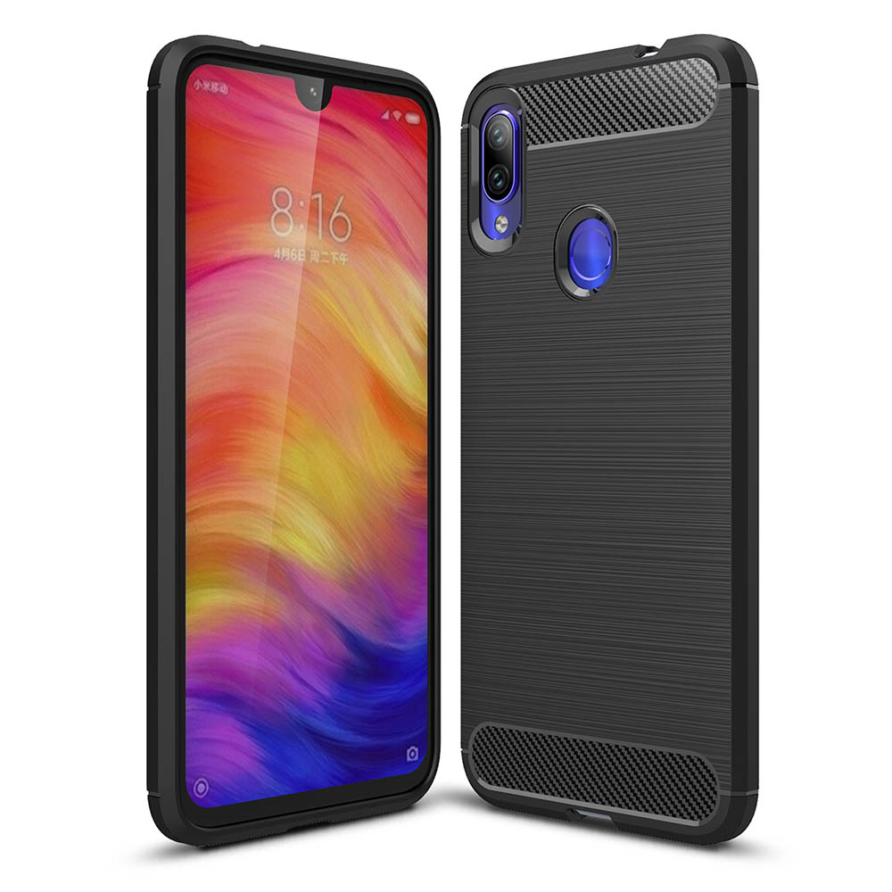 Silicone Case for XIAOMI Redmi Note 7 in CARBON ΜΑΥΡΗ