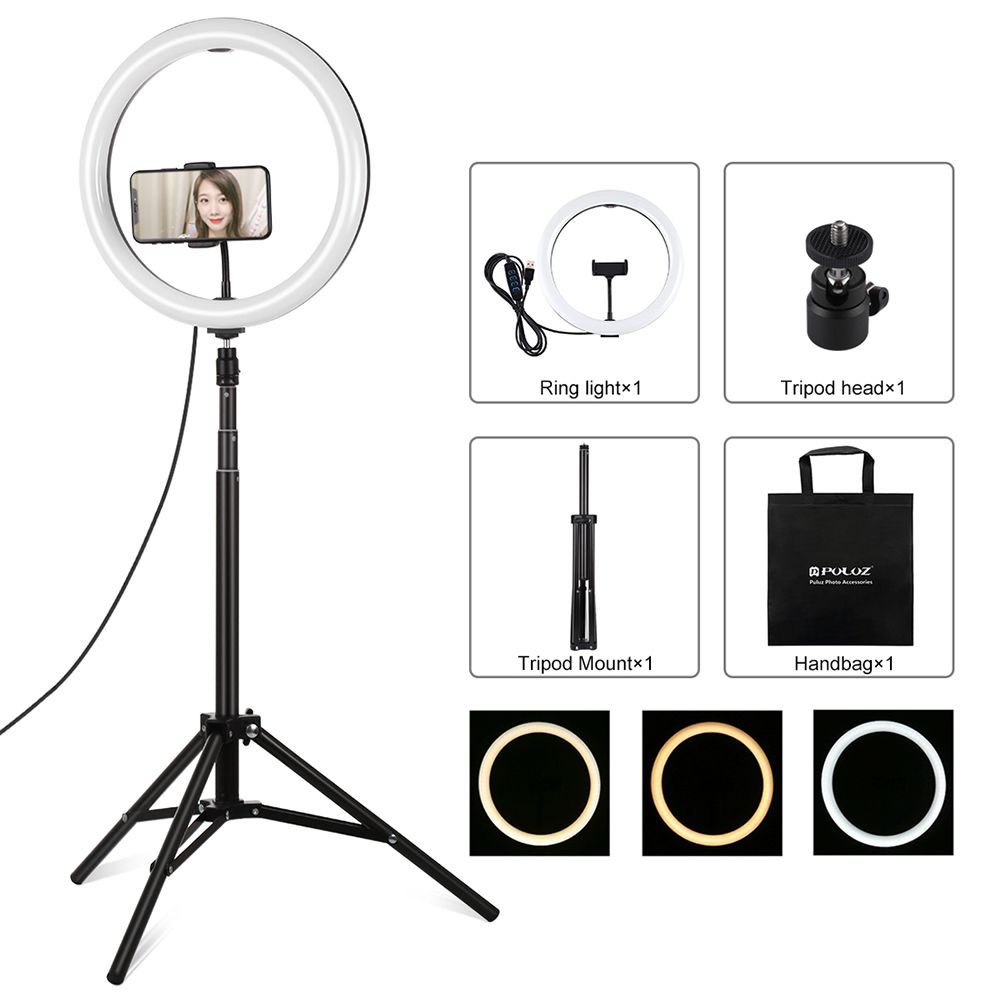 Ring Light Puluz 11.8″ 30cm με Τρίποδο Δαπέδου 1.65cm και Βάση για Κινητό